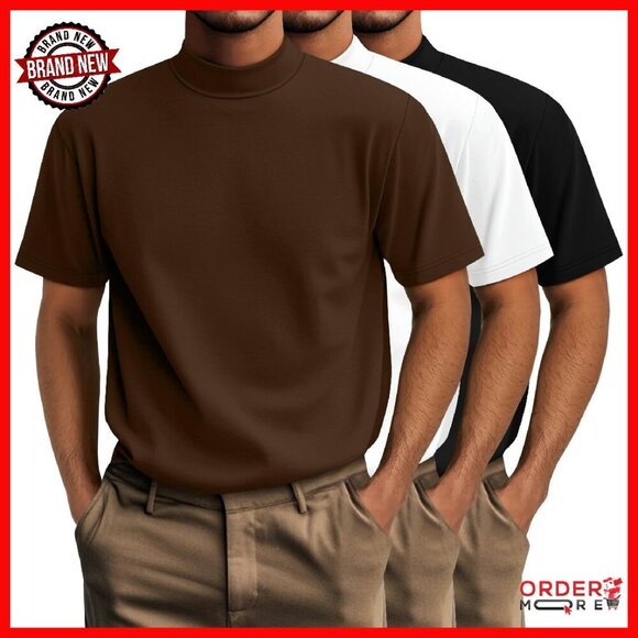 Men's Big & Tall Mock Turtleneck Shirts 3 Pack Cotton Slim Fit Undershirts